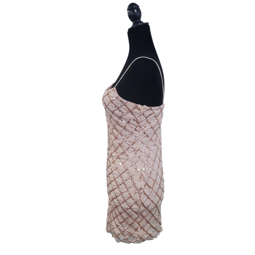 Showpo Beige Sparkle Mini Dress - Picture 2 of 4